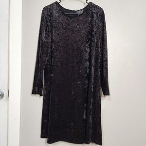 Katlyn O Farrel Womens Dress 16 Petite Black Vintage Velvet Shift Sparkle Accent
